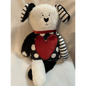 DEMDACO Plush Dog Stuffed Animal “Love You Most” Black White Heart NWT